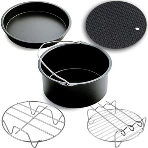 9pcs/set 6/7/8 Inches Air Fryer Accessories Pizza Tray Grill Toast Rack Steam Rack Insulation Pad 3.2QT-5.8QT Home Kitchen Parts
