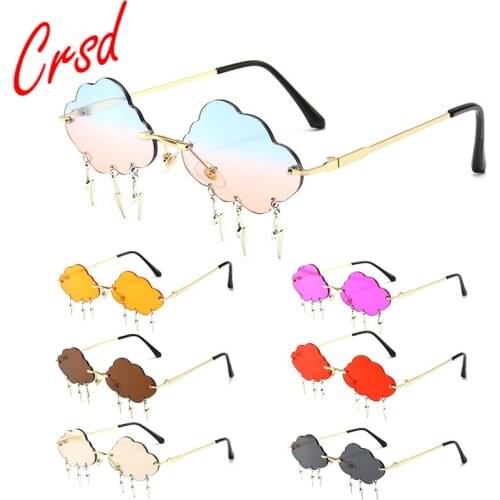 CRSD 2020 Fashion Retro Womens Rimless Clouds Sunglasses Cloud Tassel Steampunk Metal Rack Party Sunglasses UV400