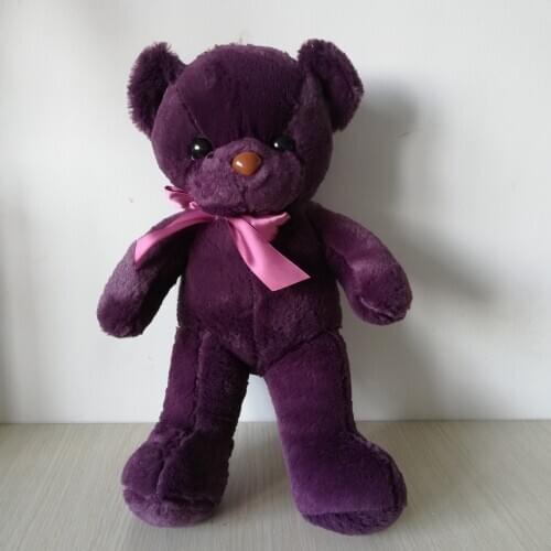 About 35cm dark purple teddy bear plush toy bowtie tedy bear soft doll kid toy Xmas gift h2858