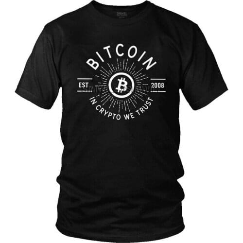 Vintage Bitcoin Retro In Crypto We Trust T-Shirts Men Novelty T Shirt Short Sleeve Blockchain BTC Tshirt 100% Cotton Tee Tops