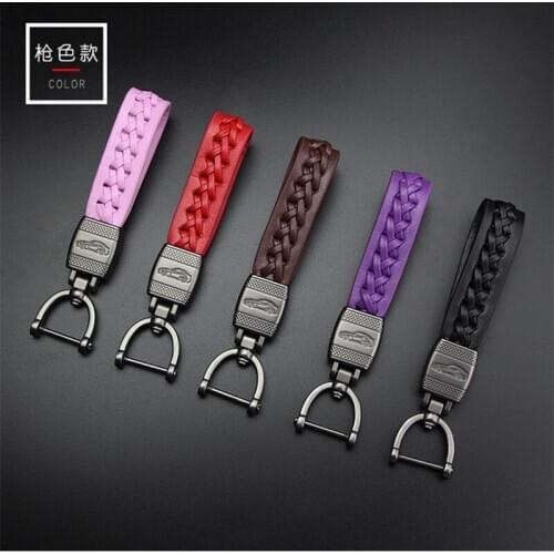 High Quality Woven Genuine Leather keychain Metal Keyrings Key Chains Unisex Auto Key Ring Gift For Car Key Chain Holder