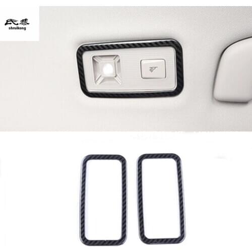 2pcs/lot stainless steel carbon fiber grain rear reading light panel decoration cover for 2018 2019 Volkswagen VW TAYRON