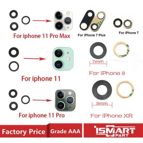 Back Camera Glass For iPhone 7 8 Plus X XR XS Max With Adhesive For iPhone 11 Pro Max Rear Camera Cover Lens Repacement