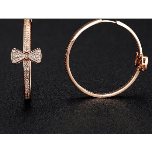 Zlxgirl Europe brand bow shape wedding stud earrings jewelry high quality AAA zirconia Dubai Gold earings ear percings of couple