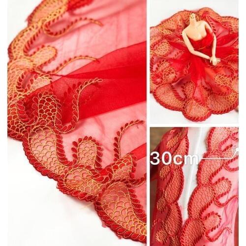 1 Meter DIY Clothing Accessories Lace 30cm Gold With Red Lace Mesh Lace Trim Lace Accessories
