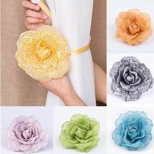 1PC Flower Shape Curtains Tieback Magnet Curtains Buckle Magnetic Securing Clip Curtain Holder Curtain Strap Accessories