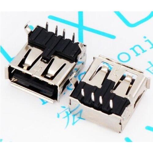 A Female USB socket looper USB-A 4P type connector female (90 degree bend feet) 20PCS