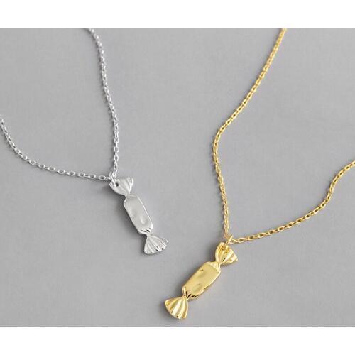 100% Silver 925 Necklace Geometric shiny Love Bowknot Candy Necklace Sterling Silver Necklaces Jewelry Woman Lady Gift