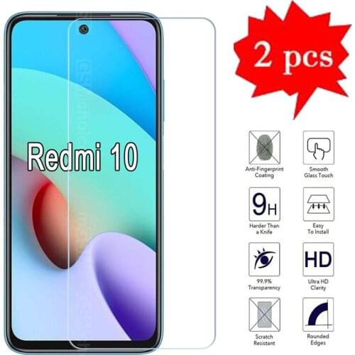 2-1Pc Redmi10 Glass For Xiaomi Redmi 10 Phone Screen Protector Cover Explosion Proof Tempered Glass On Red mi 10 Protective Film