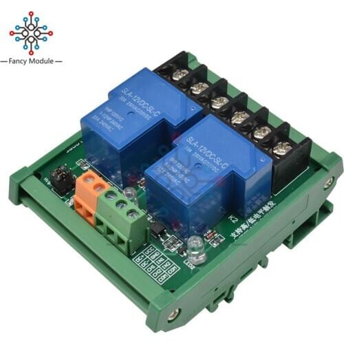 5V 12V 24V 2 Channel Relay Module 30A with Opto-Couplers Isolation Support Low/High Level Trigger Relay Module with Guide Rail