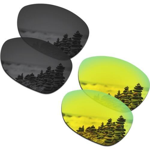 SmartVLT 2 Pairs Polarized Sunglasses Replacement Lenses for Oakley Crosshair New 2012 Stealth Black and 24K Gold