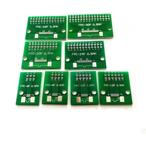 2pcs Double Side 0.5mm 1mm FFC FPC 6 8 10 12 20 30 40 50 60 Pin to 2.54mm FPC/FFC SMT Adapter Socket Plate PCB Board connector