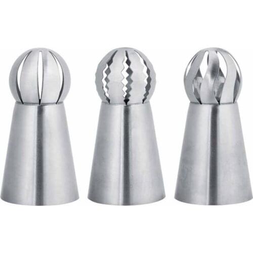 3Pcs/Set Torch Ball Bit Cream Rose Stainless Steel Decorating Mouth Cake Dessert Baking Cream Nozzles Pastry Tools Accessories