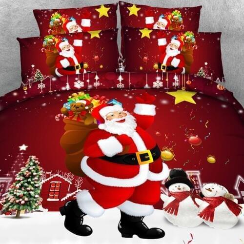 4 PCS PER SET Christmas Design Red Santa 3d Bedding set Christmas decorations for home Christmas Bedding Set