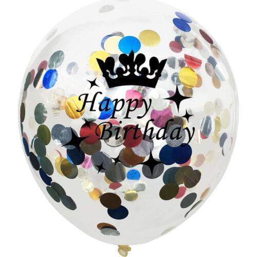 5pcs 12 inch transparent crown 16/ 18 years old rose gold confetti multicolored balloons birthday paper latex balloons inflatable helium balloons birthday wedding party supplies