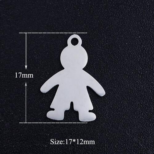 5pcs/lot Lovely Boy Stainless Steel DIY Charms Wholesale Never Rust Jewelry Finding Supplies OEM Charm Accepted High Polished