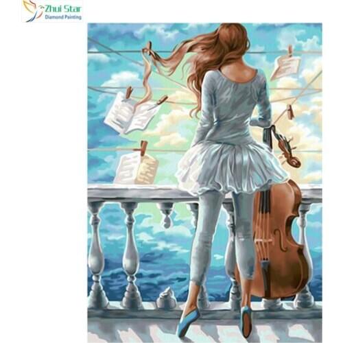 5D DIY Diamond Painting Girl Diamond Mosaic Cello Picture Of Rhinestones Diamond Embroidery Cross Stitch Home Decor XY1