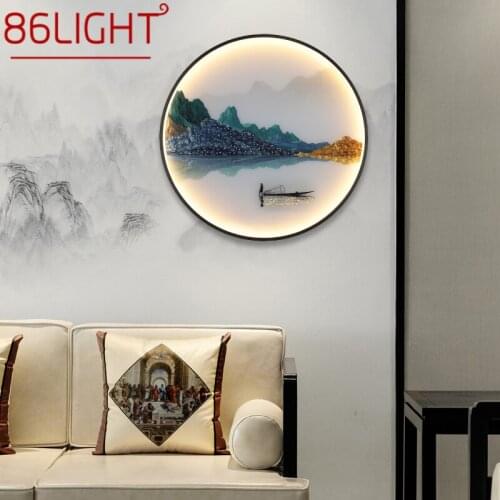 86LIGHT Wall Lights Modern Landscape Painting LED Sconces Round Lamp Creative For Home Bedside