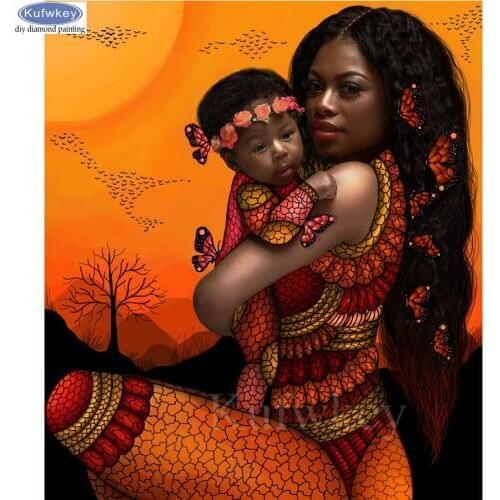 African art diy diamond painting Mom and baby portrait 5d diamond embroidery full square rhinestone mosaic puzzle cross stitch