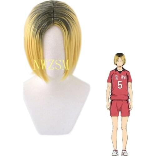 Anime Haikyuu!! Nekoma Kenma Kozume Short Wig Cosplay Costume Heat Resistant Synthetic Hair Haikiyu Men Wigs