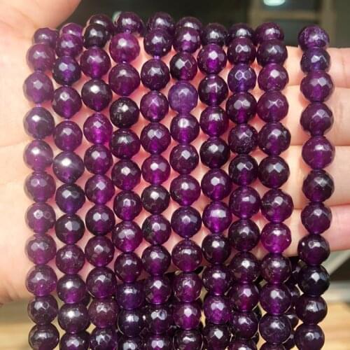 4/6/8/10/12mm Natural Faceted Purple Jades Stone Beads for Accessories Jewellery Making Diy Bracelet 15"