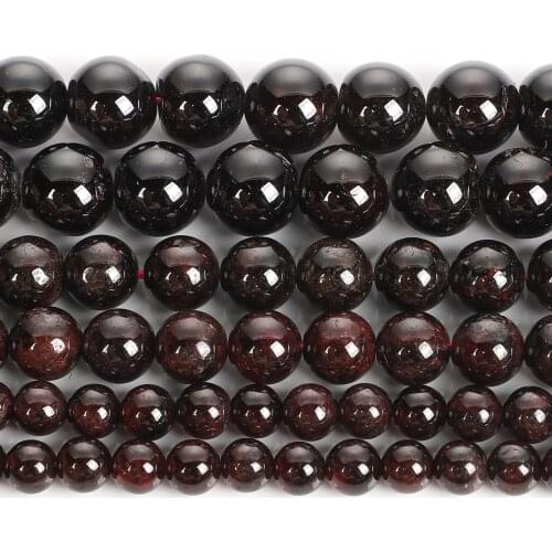 Natural Stone Beads Garnet Round Loose Beads For Jewelry Making Bracelets DIY Accessories Strand 4-12 MM
