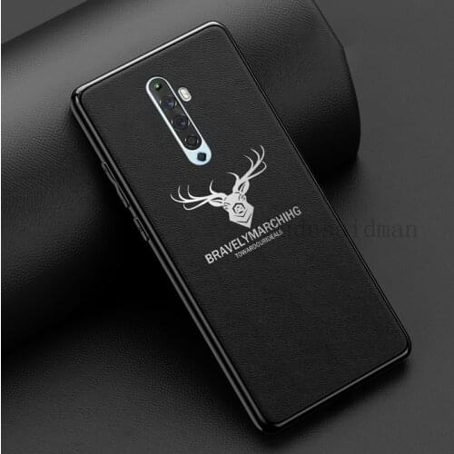 Class Plain Leather Case For Oppo A91 A52 A31 A53 A5 A9 2020 Find X2 X3 Neo Lite RENO 2 2Z 3 5 Realme XT X2 Pro Deer Back Cover