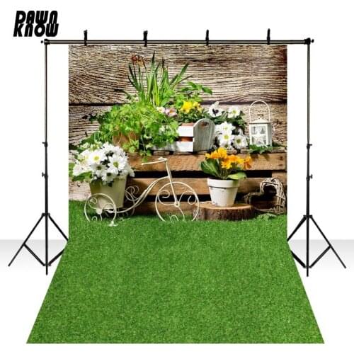 DAWNKNOW Flower Photography Background Photocall Green Grass Photo Shoot Newborn Backdrops Children Photo Studio lv2726