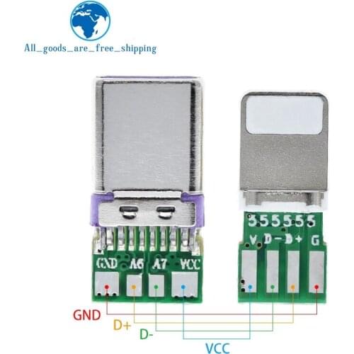 DC5V 2.5A Type-C Male USB Connector With 4Pin PCB To Lightning 8Pin USB With 4Pin PCB For Apple Iphone Data Charge Cable DIY KIT