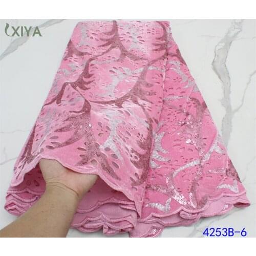 Hot Sale Velvet Lace Fabrics Cheap African Sequence Lace Fabric High Quality Nigerian Sequin Lace Fabric for Sewing APW4253B