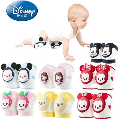 Disney Mickey Minnie Baby Knee Pads Toddler Breathable Cotton Protector Cute Animal Children EVA Knee Pads Crawling Elbow Pad