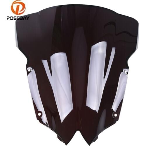 POSSBAY Smoke/Black/Clear Motorcycle Windshield Windscreen Cafe Racer Wind Deflectors Universal For Yamaha YZF R6 600 08-09