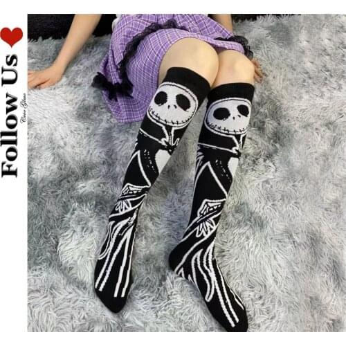 Harajuku Jacquard Tube Socks Women Summer 2021 Gothic Black Breathable Sports Socks Lolita Clothing Skirts Japanese Stockings