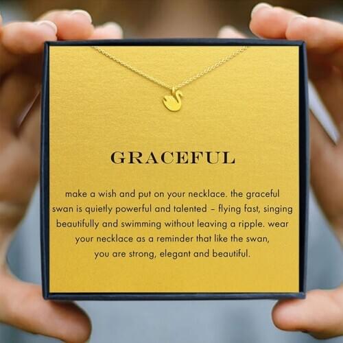 Icareu Creative Swan Wings Pendant Necklace Alloy Golden Korean Clavicle Choker Alloy Clavicle Short Chain Gift Box Jewelry