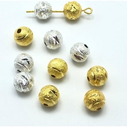 JunKang 20pcs 8mm round copper beads surface frosted and engraved jewelry making DIY hand bracelet necklace accessories