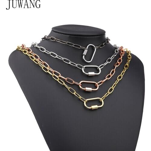 JUWANG 2020 New Fashion O-chain Necklaces Jewelry Heart Hook Pendant Punk Style Handnade DIY Necklace For Women Party Decoration