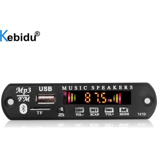 Kebidu DC 5V 12V 6W Amplifier MP3 Decoder Board Bluetooth V5.0 Car MP3 Player support USB Recording Module FM AUX Radio