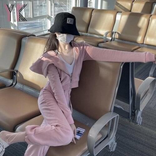 Irregular Hat Cardigan And Sweatpants Set Women Sportswear Two-Piece Fashion Korean Sweatsuit Joggers Loose Hoodies Tracksuits