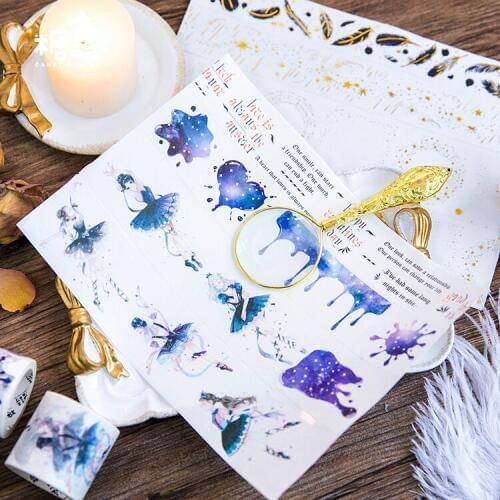 Black swan gold feather cream starry sky shinning stars Decoration planner Washi Tape DIY diary Scrapbooking Masking Tape escola
