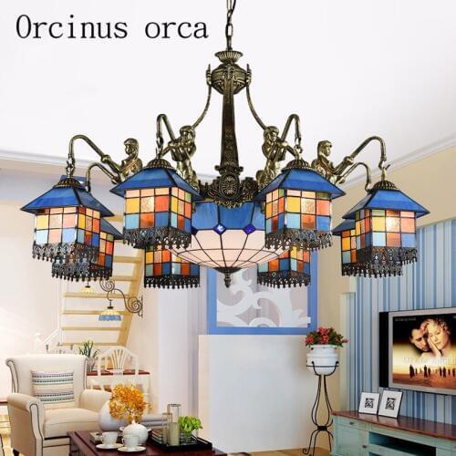 Mediterranean style chandeliers living room dining room European style Blue Art Glass Chandelier free shipping