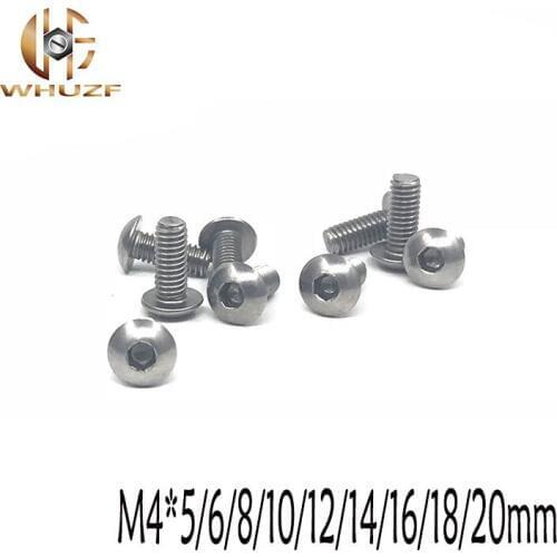 M3*35 40 45 50 55 60mm 20pcs 304 Stainless Steel Round Head Screws Mushroom Hexagon hex Socket Button Head Screw Bolt