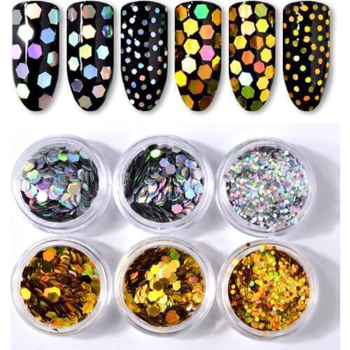 Mini Hexagon Shape 3D Nail Art Glitter Sequins Powder Sequin Flakes Sparkly DIY Tips Manicure Paillette Nail Art Decoration