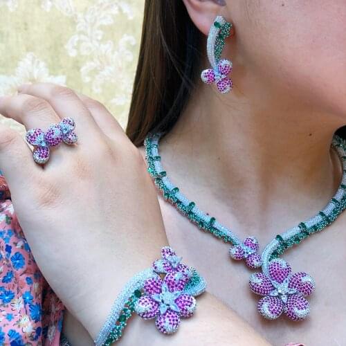 Missvikki Famous Brand Bling Bling Luxury Africa Dubai Necklace Jewelry Sets For Women Wedding Party Zircon Bridal Jewelry Set