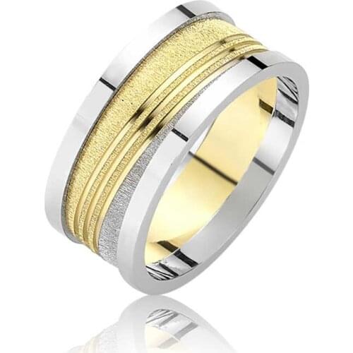 Silver Sterling Striped Double Men 'S Wedding Ring