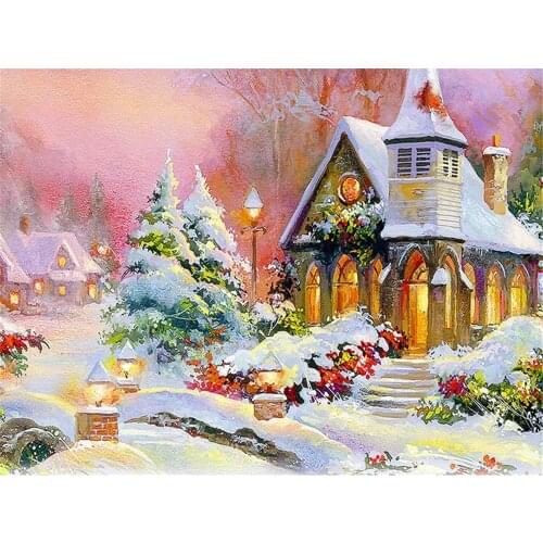 Christmas Village DIY Cross Stitch Embroidery 11CT Kits Craft Needlework Set Printed Canvas Cotton Thread Home Wholesale