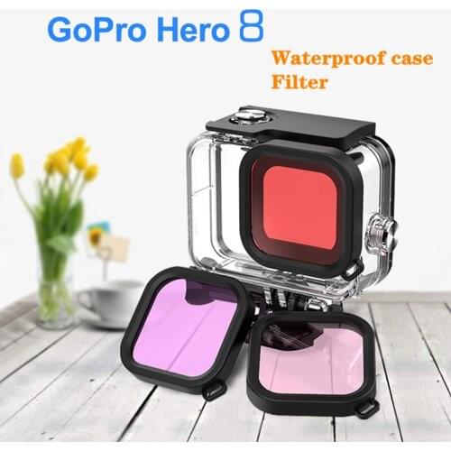 NEW Suptig 60m Underwater Waterproof Housing Case for GoPro Hero 8 Black Camera Accessories Mount Protective Shell Filter Lens