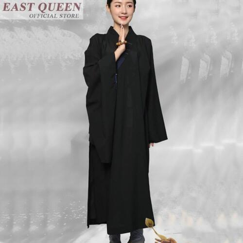 Buddhist monk clothing traditional chinese clothing zen buddhist monk robes casual black yellow Buddhist robe gown FF683 A