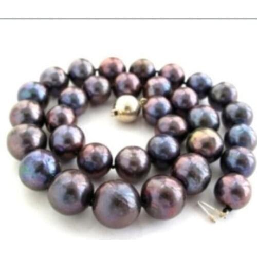 18inch huge rare 9-10mm natural freshwater black red blue pearl necklace