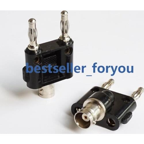 1Pcs BNC Female Jack To Two Dual 4mm Banana Binding Male Connector Adapter 1M2FBrass