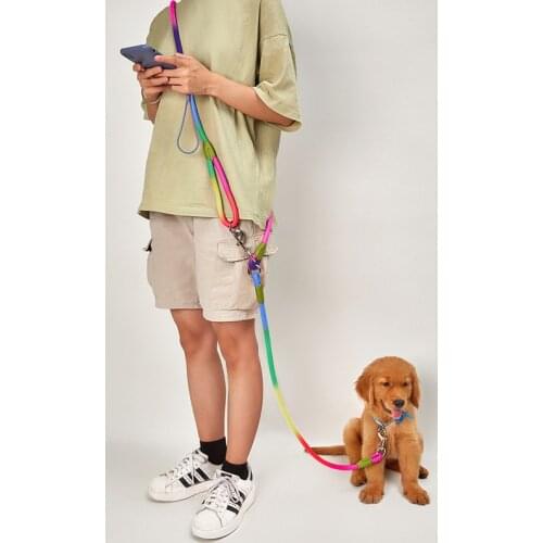 Dog Leash Harnesses Leads for Dogs Walking Slung Shoulder Hands Free Leashes Running Dog Chain Multifunctional Double-head Leash